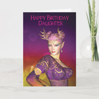 Tarjeta del duende de la hija del feliz cumpleaños