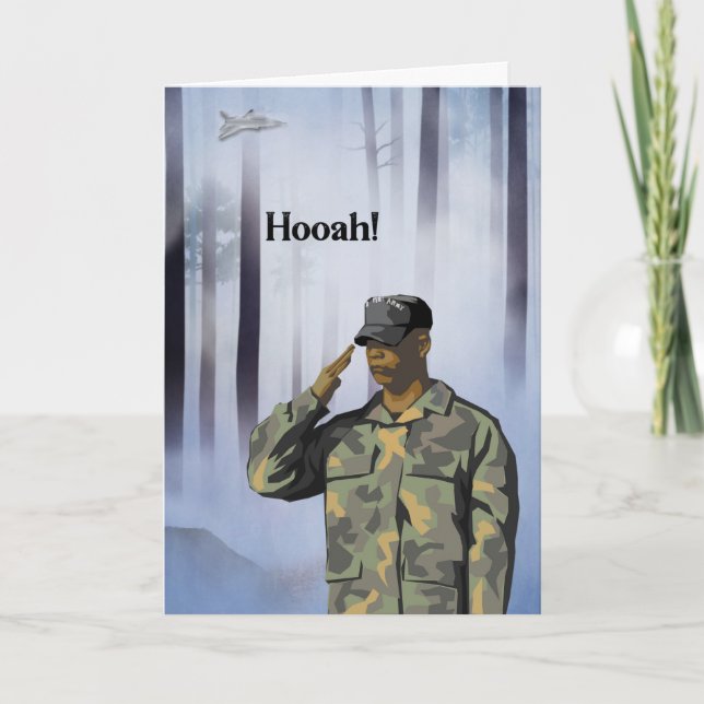 Tarjeta del ejército de la hooah con saludos a los (Anverso)
