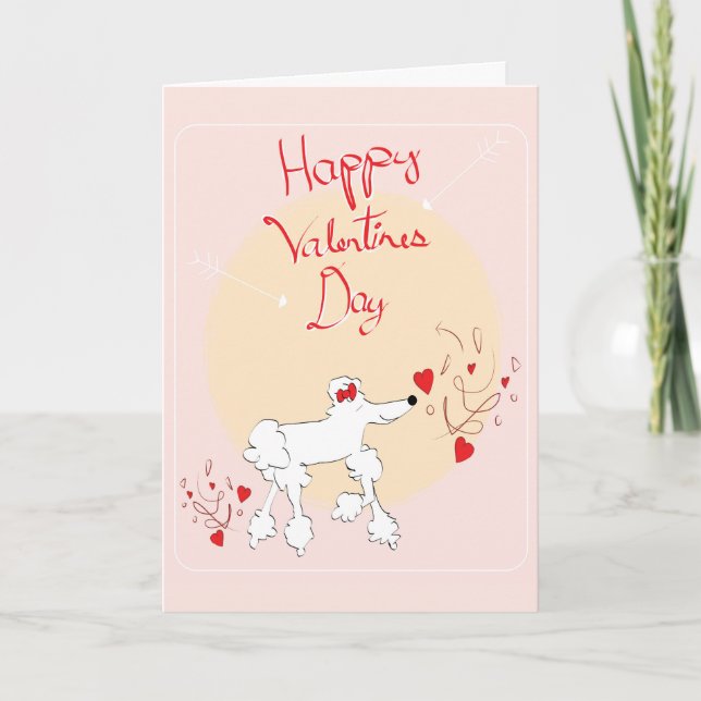 Tarjeta del el día de San Valentín con el caniche (Anverso)