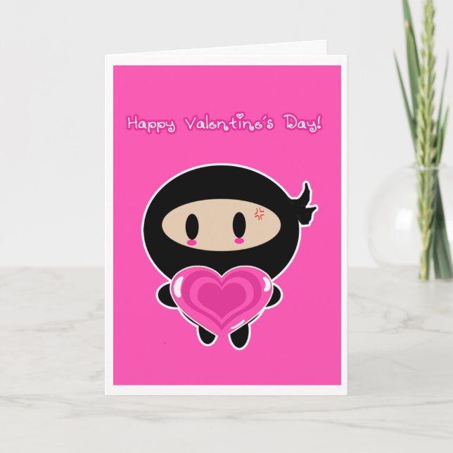 Tarjeta del el día de San Valentín de Kawaii Ninja (Anverso)