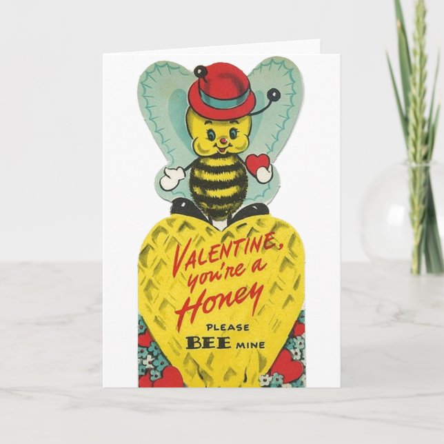 Tarjeta del el día de San Valentín de la abeja de (Anverso)