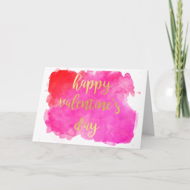 Tarjeta del el día de San Valentín de la acuarela (Anverso)