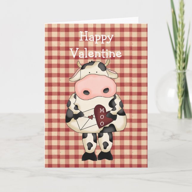 Tarjeta del el día de San Valentín de la vaca del (Anverso)