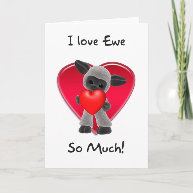 Tarjeta del el día de San Valentín de las ovejas - (Anverso)