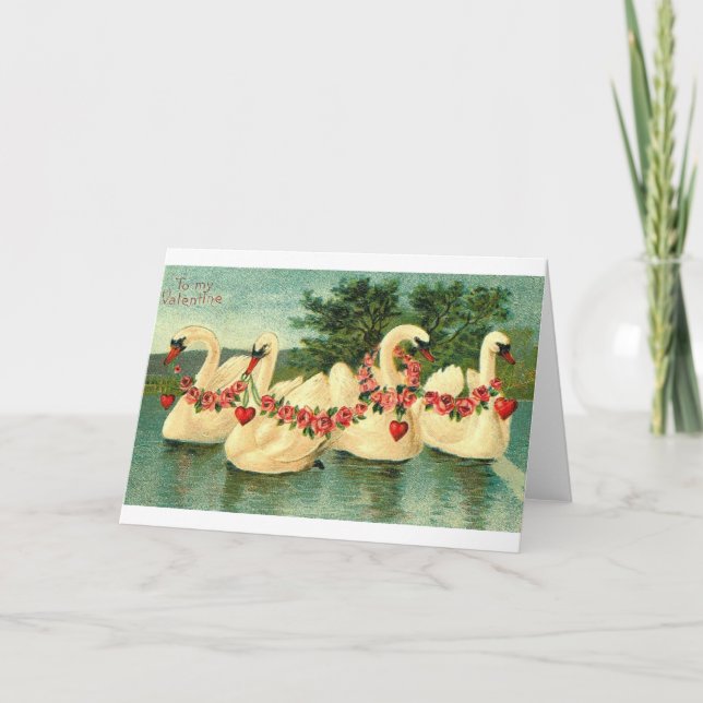 Tarjeta del el día de San Valentín de los cisnes (Anverso)