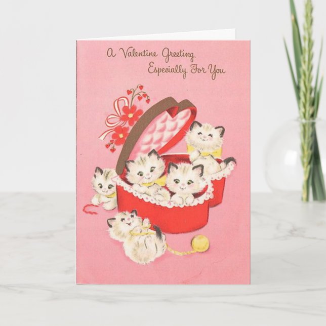 Tarjeta del el día de San Valentín de los gatitos (Anverso)