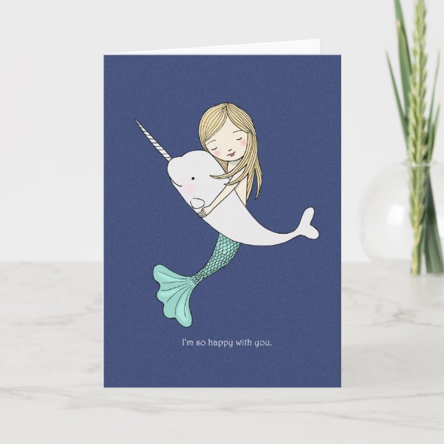 Tarjeta del el día de San Valentín de Narwhal de (Anverso)
