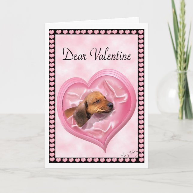Tarjeta del el día de San Valentín del Dachshund (Anverso)