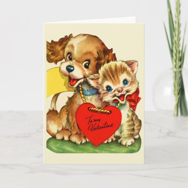 Tarjeta del el día de San Valentín del perrito y (Anverso)