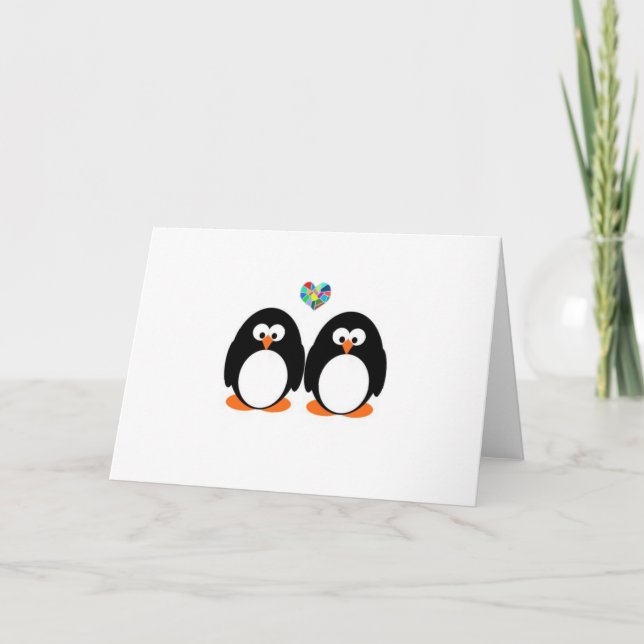 Tarjeta del el día de San Valentín del pingüino (Anverso)