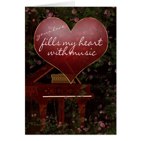 Tarjeta del el día de San Valentín - piano,