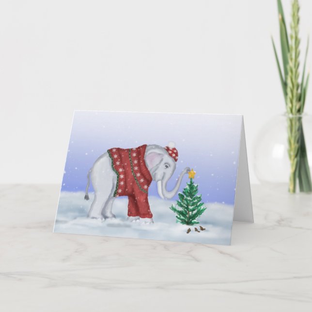 Tarjeta del elefante del navidad (Anverso)