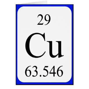 Tarjeta del elemento 29 - blanco de cobre