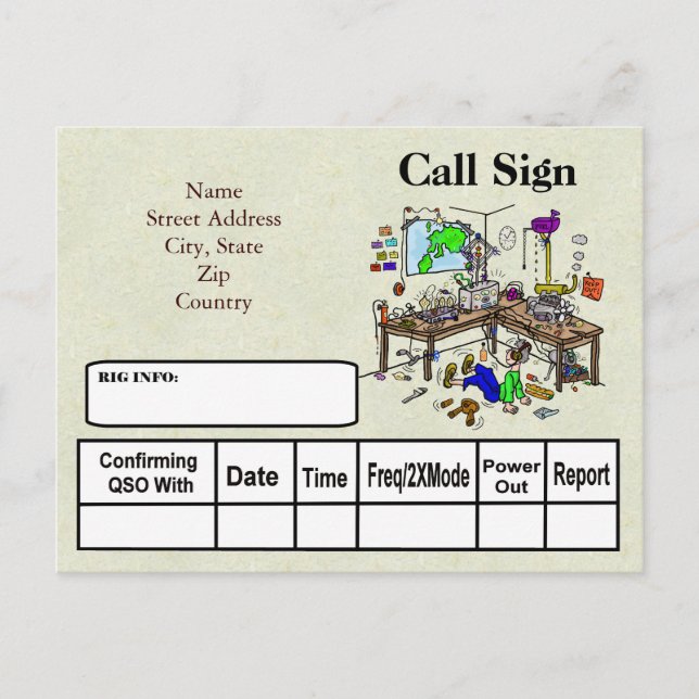 Tarjeta del equipo de radio-aficionado QSL de la (Anverso)