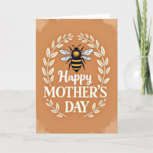 Tarjeta del escarabajo del día de las madres dorad