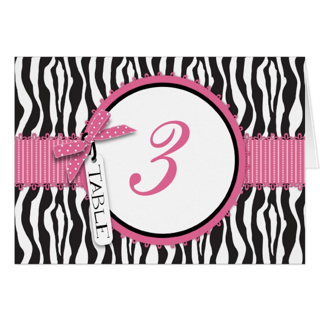 Tarjeta del estampado de zebra y de la tabla del (Anverso (Horizontal))