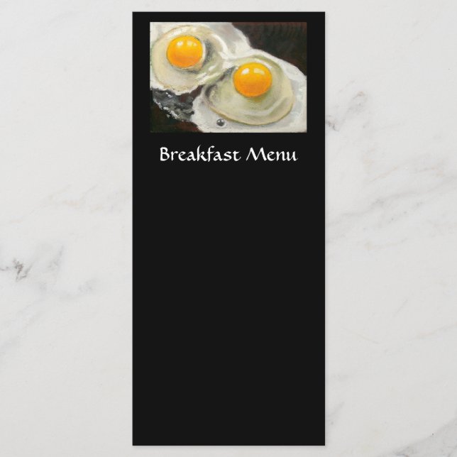 TARJETA DEL ESTANTE DEL MENÚ DEL DESAYUNO: HUEVOS: (Anverso)