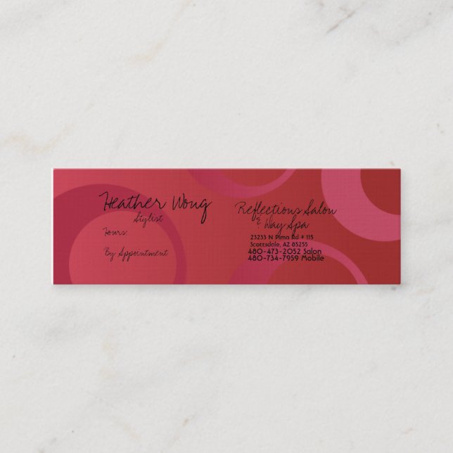 tarjeta del estilista (Anverso)