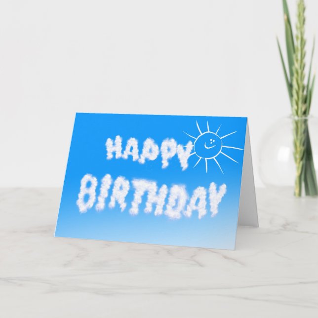 Tarjeta del feliz cumpleaños - cielo azul (Anverso)