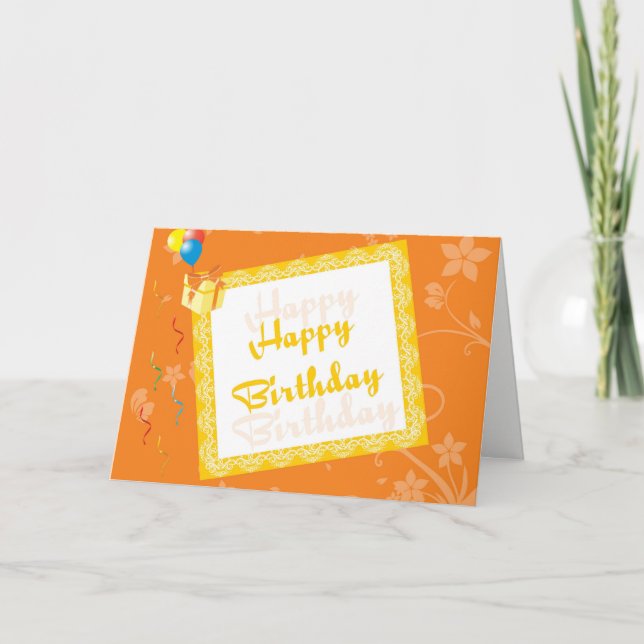 Tarjeta del feliz cumpleaños con el fondo floral (Anverso)
