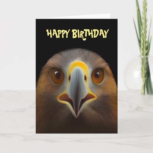 Tarjeta del feliz cumpleaños de Eagle de oro (Anverso)
