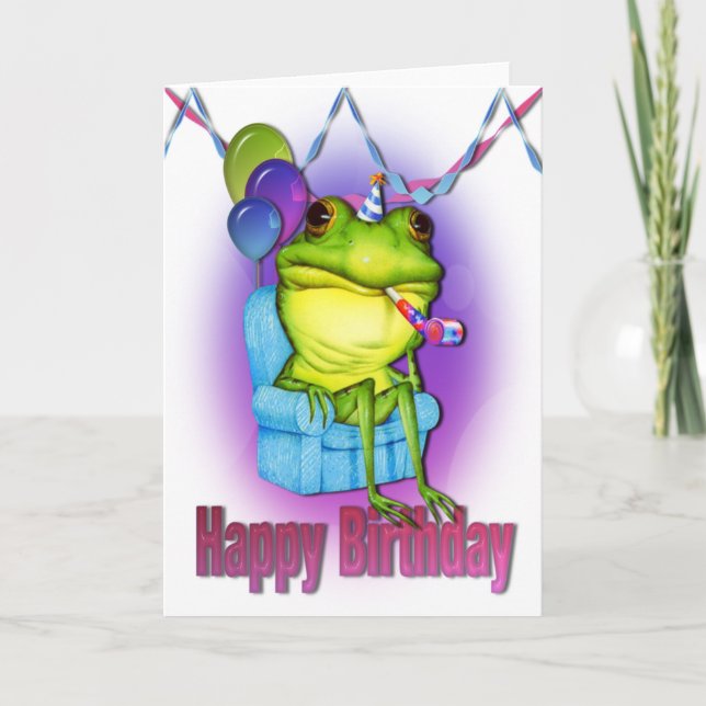 Tarjeta del feliz cumpleaños de la rana (Anverso)