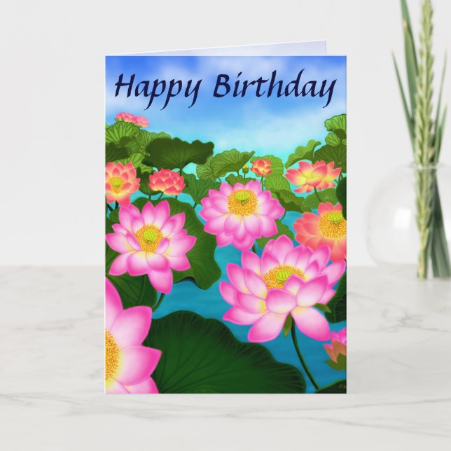 Tarjeta del feliz cumpleaños de las flores de (Anverso)