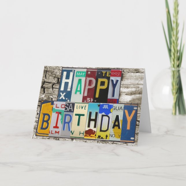 Tarjeta del feliz cumpleaños de las placas (Anverso)