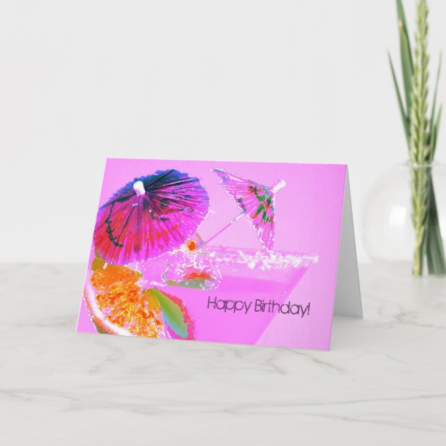 Tarjeta del feliz cumpleaños de los paraguas del (Anverso)