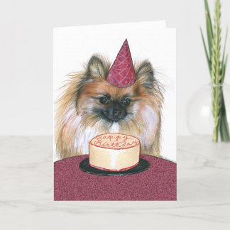 Tarjeta del feliz cumpleaños de Pomeranian
