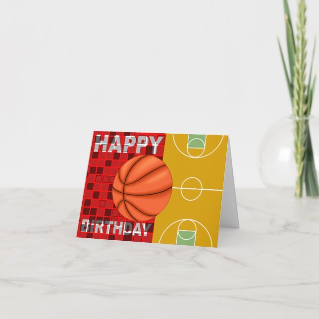 Tarjeta del feliz cumpleaños del baloncesto (Anverso)