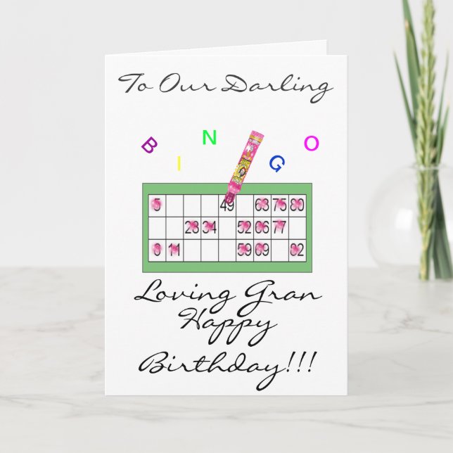 TARJETA DEL FELIZ CUMPLEAÑOS DEL BINGO GRAN (Anverso)