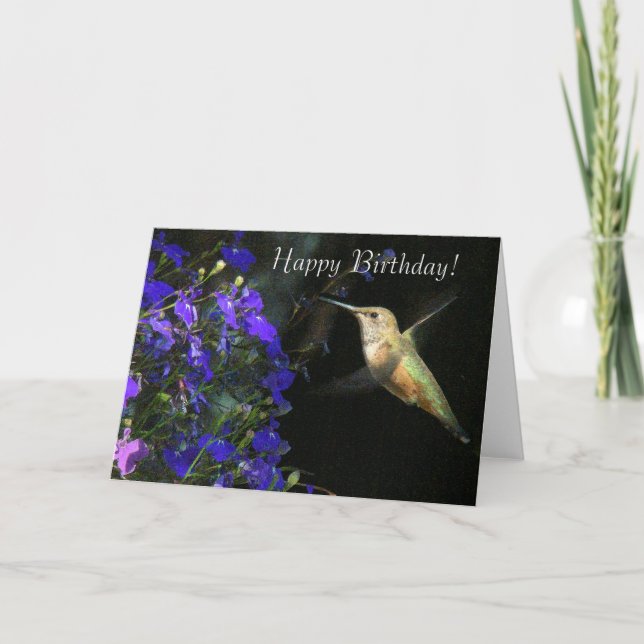 Tarjeta del feliz cumpleaños del colibrí (Anverso)