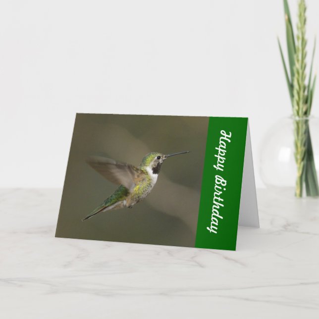 Tarjeta del feliz cumpleaños del colibrí (Anverso)