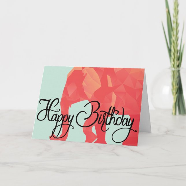 Tarjeta del feliz cumpleaños del elefante (Anverso)