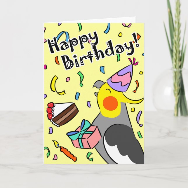 Tarjeta del feliz cumpleaños del pájaro del loro (Anverso)