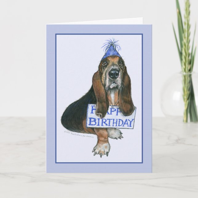 Tarjeta del feliz cumpleaños del perro de caza (Anverso)