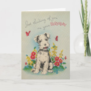 Tarjeta del feliz cumpleaños del perro del vintage