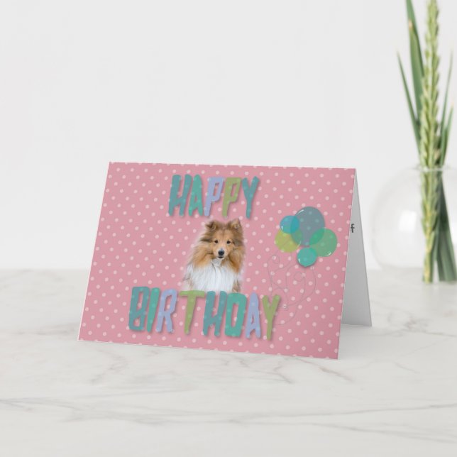 Tarjeta del feliz cumpleaños del perro pastor de (Anverso)