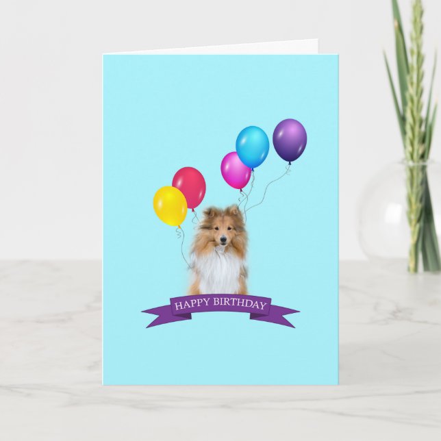 Tarjeta del feliz cumpleaños del perro pastor de (Anverso)