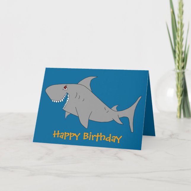 Tarjeta del feliz cumpleaños del tiburón (Anverso)