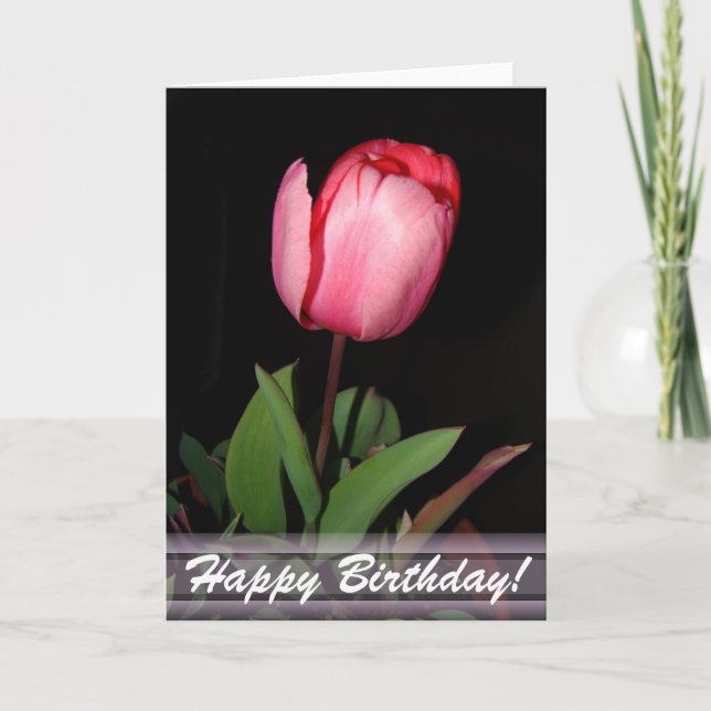 Tarjeta del feliz cumpleaños del tulipán (Anverso)