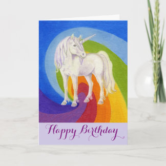 Tarjeta del feliz cumpleaños del unicornio