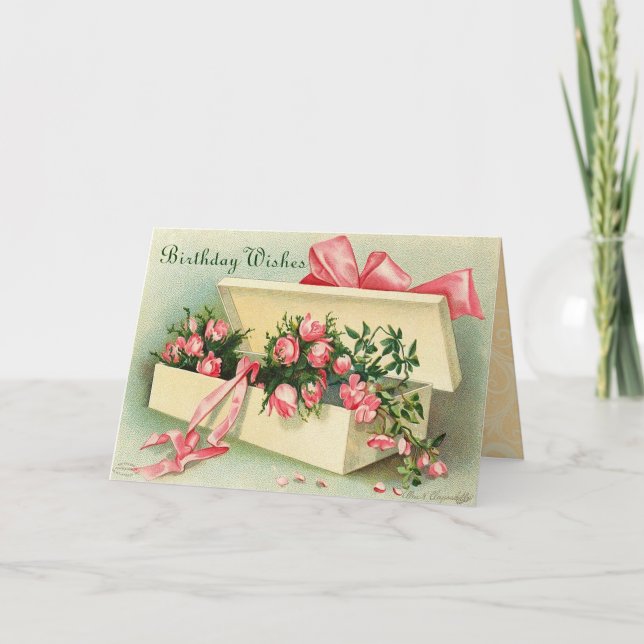 Tarjeta del feliz cumpleaños del vintage (Anverso)