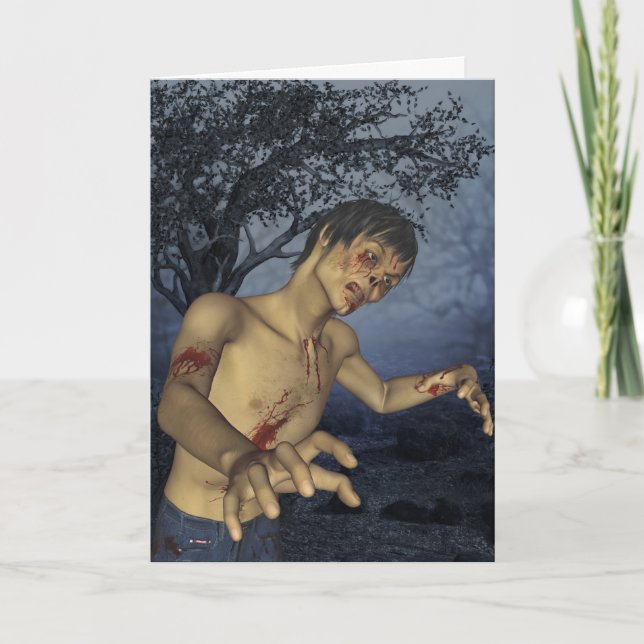 Tarjeta del feliz cumpleaños del zombi (Anverso)