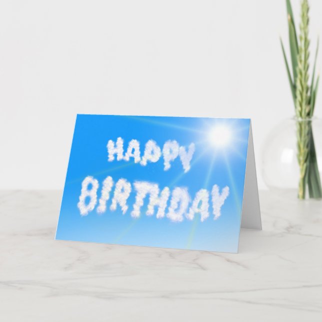Tarjeta del feliz cumpleaños: Sun y cielo azul, (Anverso)
