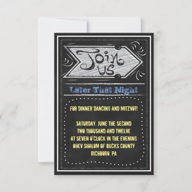 Tarjeta del fiesta de la invitación de Mitzvah de (Anverso)