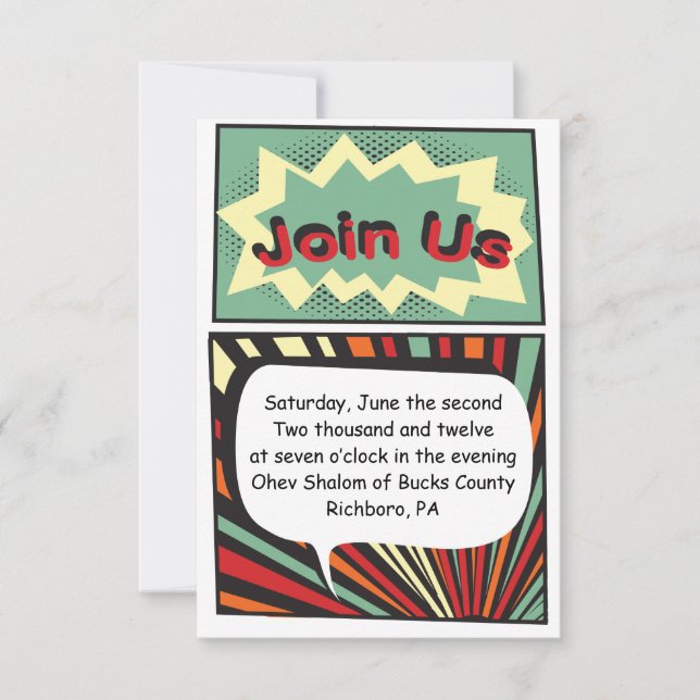 Tarjeta del fiesta de recepción de Mitzvah de la (Anverso)