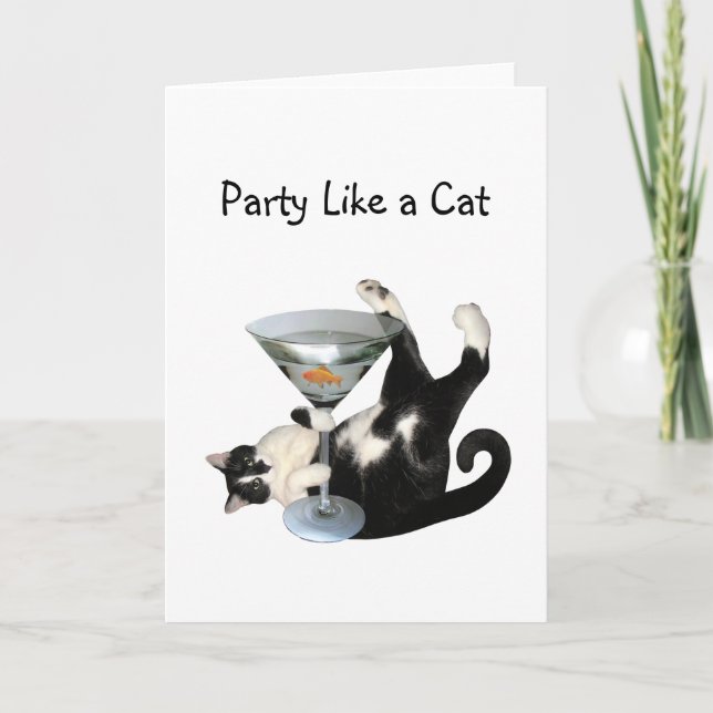 Tarjeta del fiesta del gato de Martini (Anverso)
