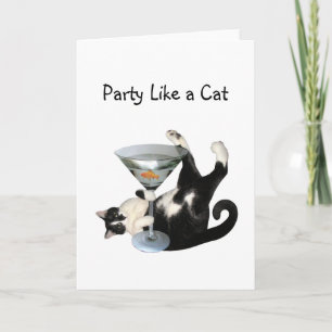 Tarjeta del fiesta del gato de Martini